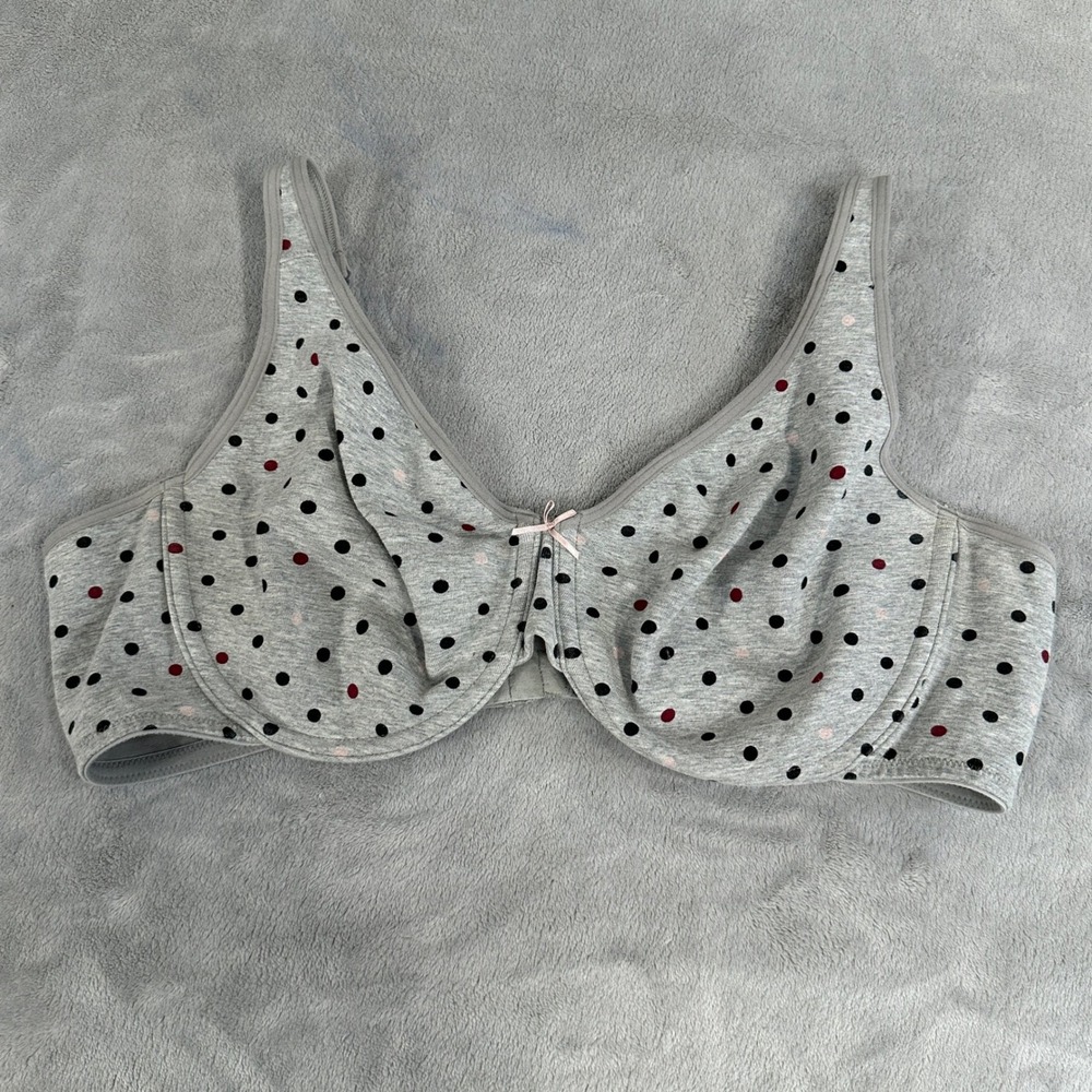 Simply Cacique Gray Polka Dot Underwire Bra 44C Adjustable Straps